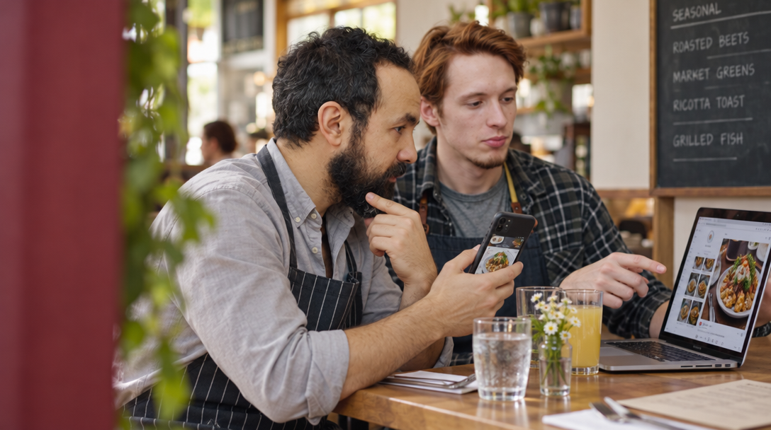 Deux restaurateurs comparent leurs outils de publication.
