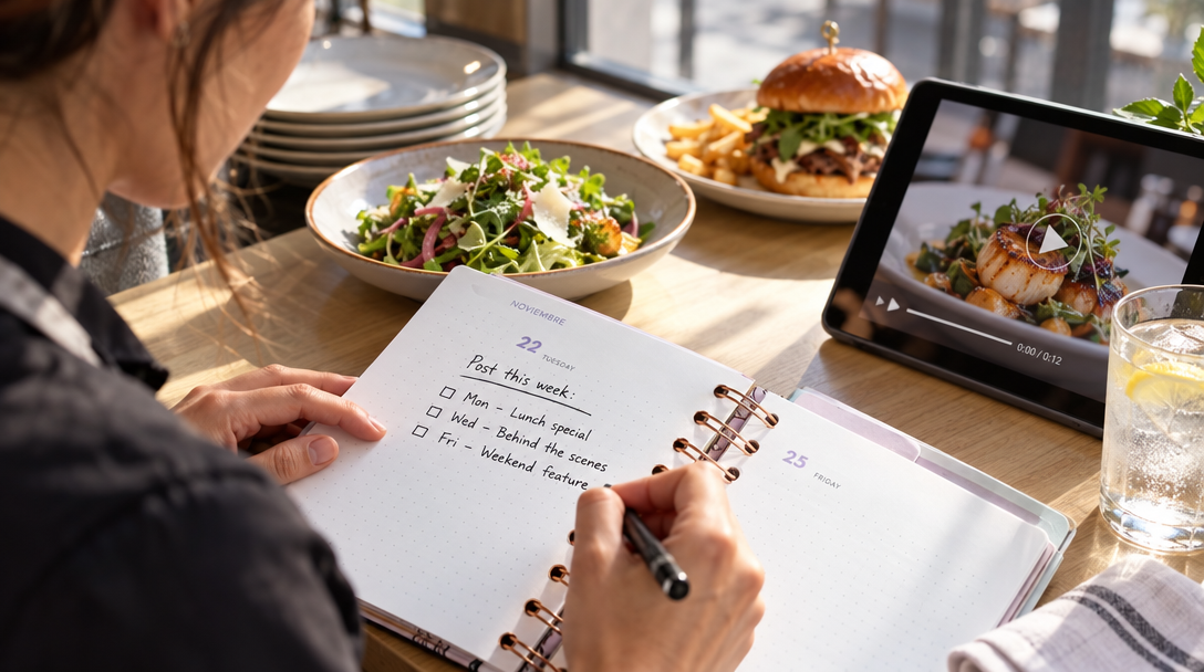 Un restaurateur planifie un rythme de publication réaliste.